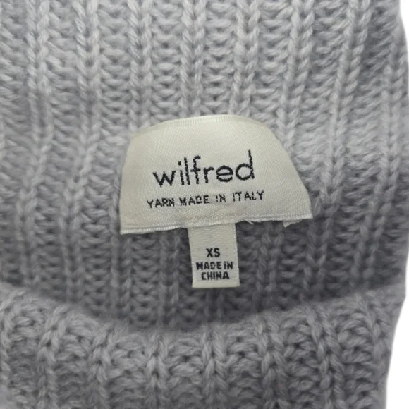 Wilfred Cowl Neck Sleeveless 100% Wool Sweater Cropped Size XS Gray Raw Hem - Picture 3 of 8